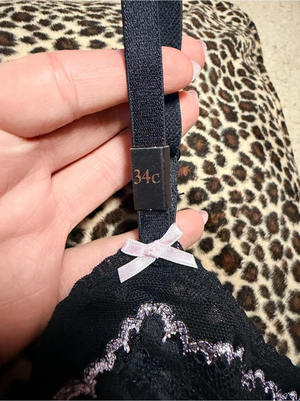 NWT Victoria Secret Black Lace Unlined Bra with Pink Trim